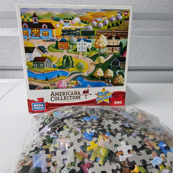 Mega Puzzles Americana Collection Country Station 500‎ Piece Jigsaw Puzzle - Picture 1 of 10